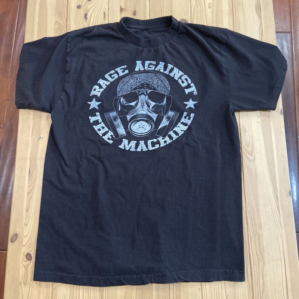 Men’s Rage Against The Machine Gas Mask 2016 Black T-Shirt Size XL
